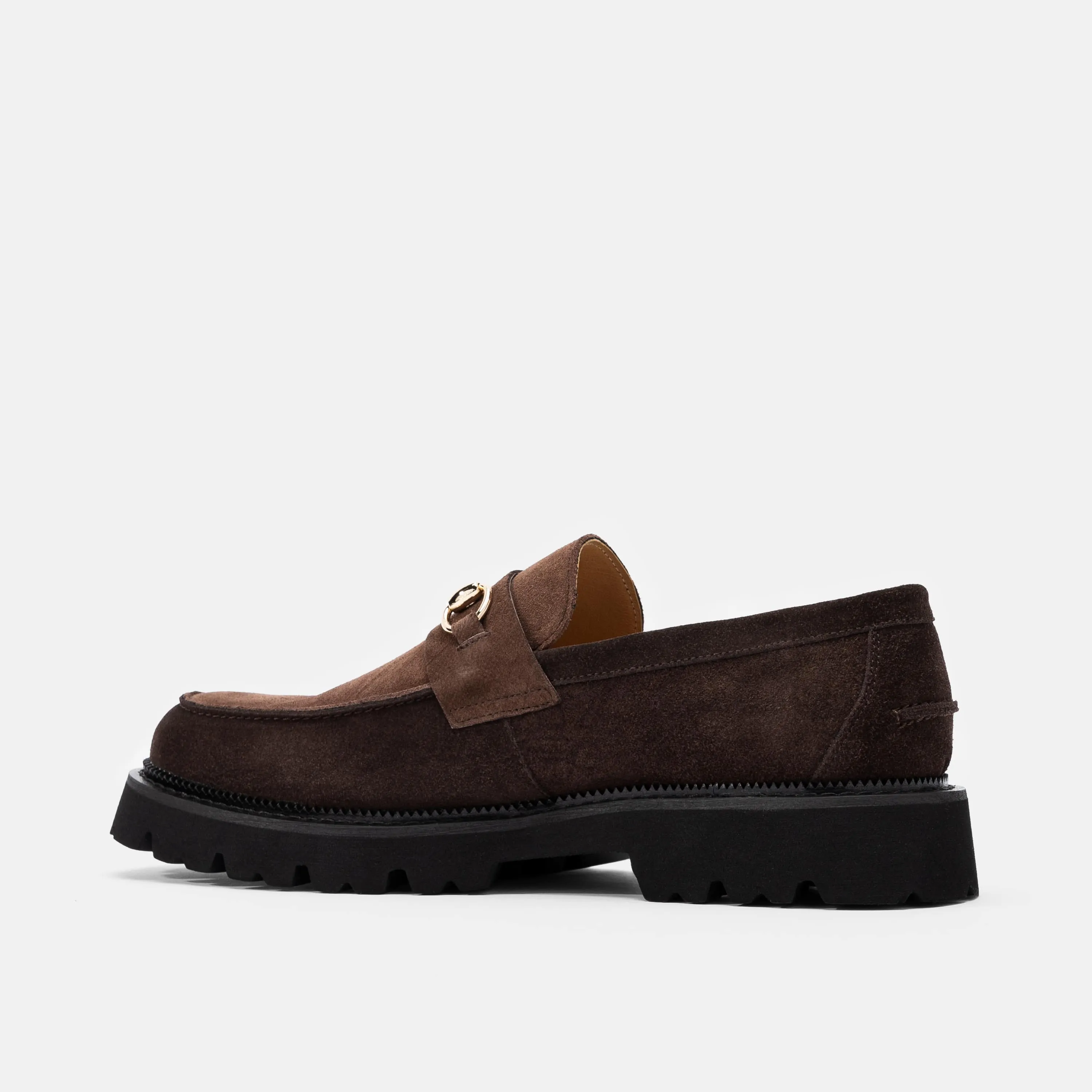 Blake Triple Brown Suede Lug Bit Loafers