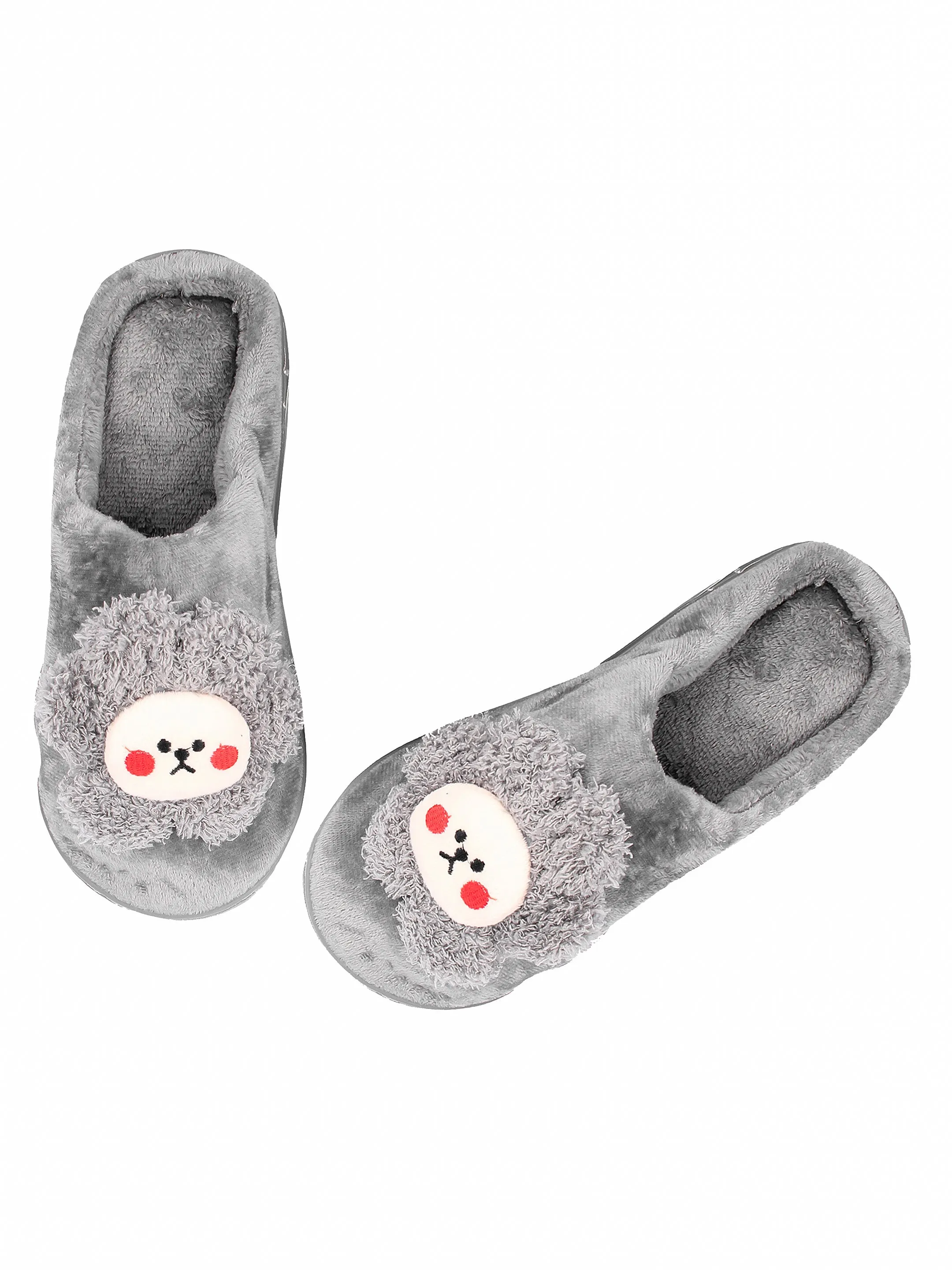 Brauch Women's Grey Sunflower Fur Winter Slippers