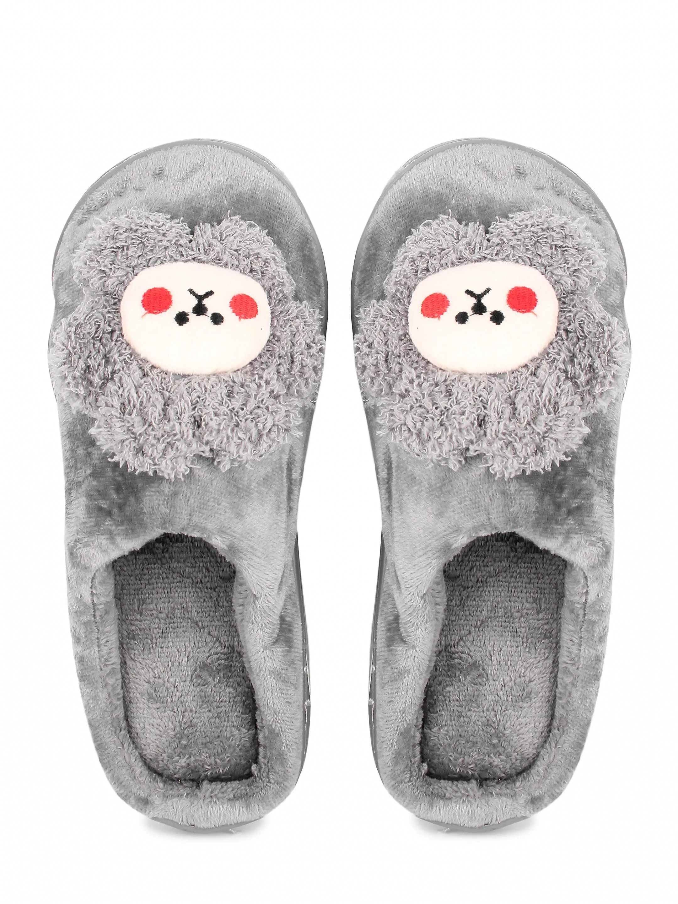 Brauch Women's Grey Sunflower Fur Winter Slippers