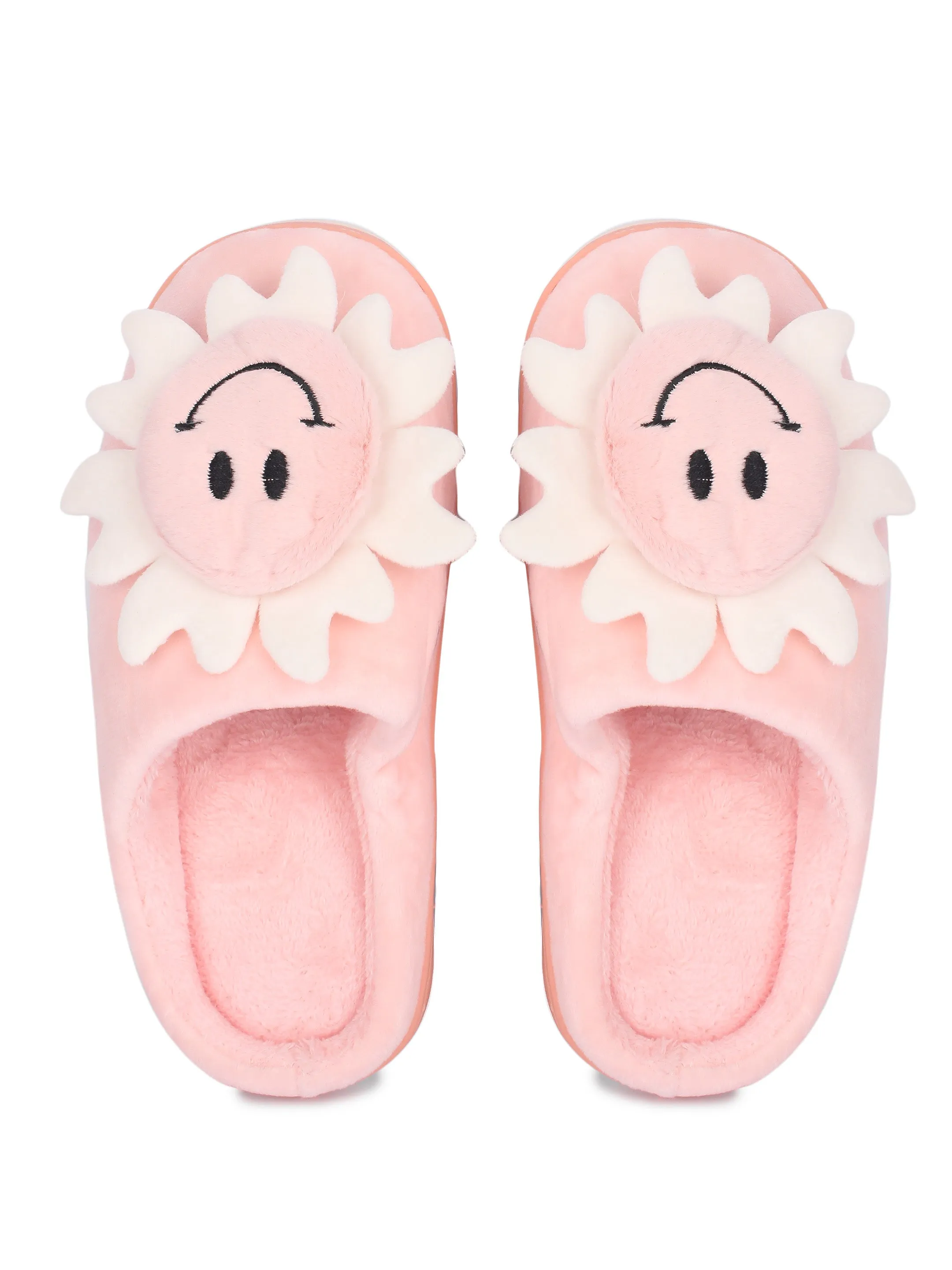 Brauch Women's Peach Smiley Fur Winter Slippers