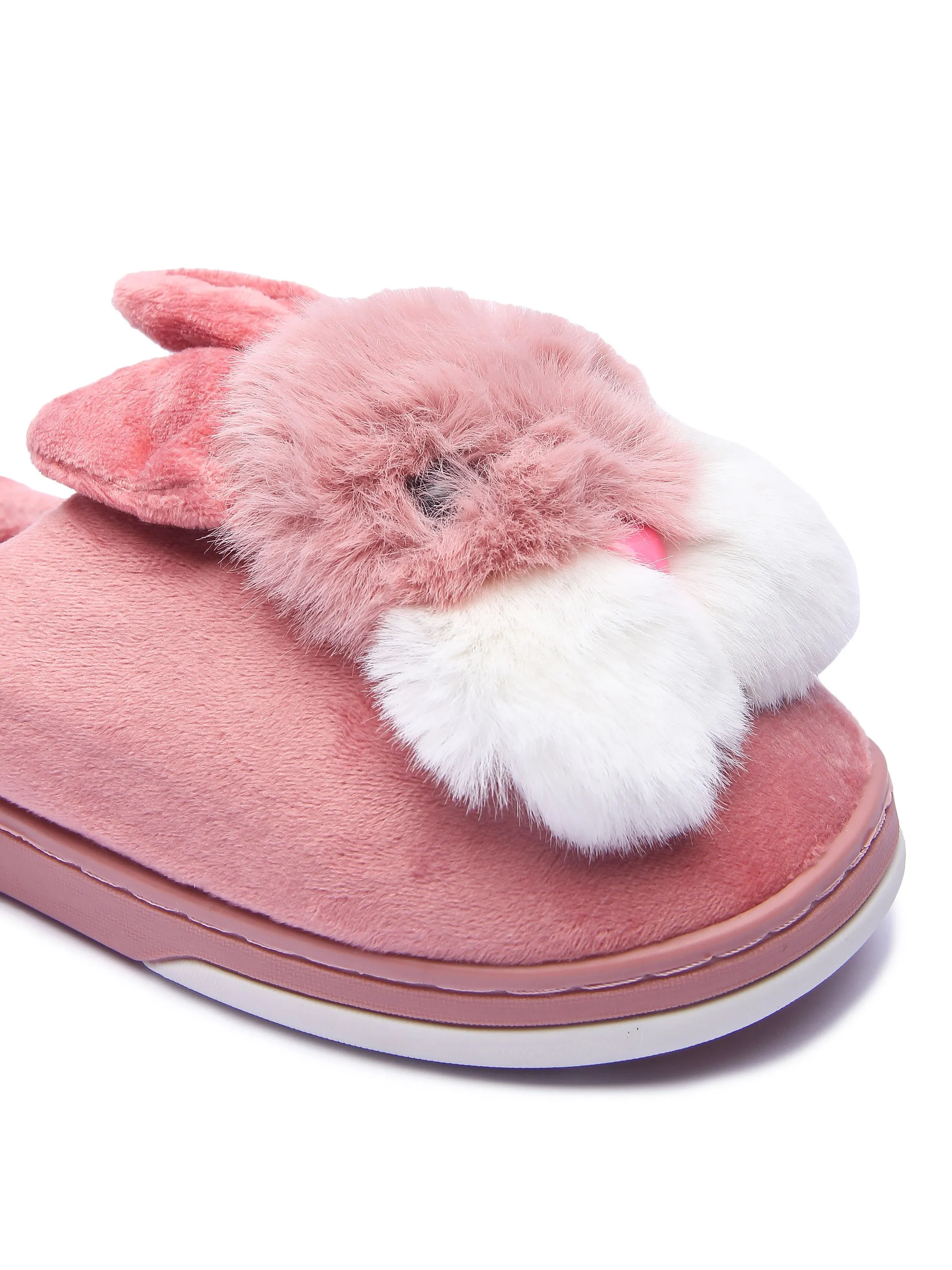 Brauch Women's Pink Furry Rabbit Winter Slippers