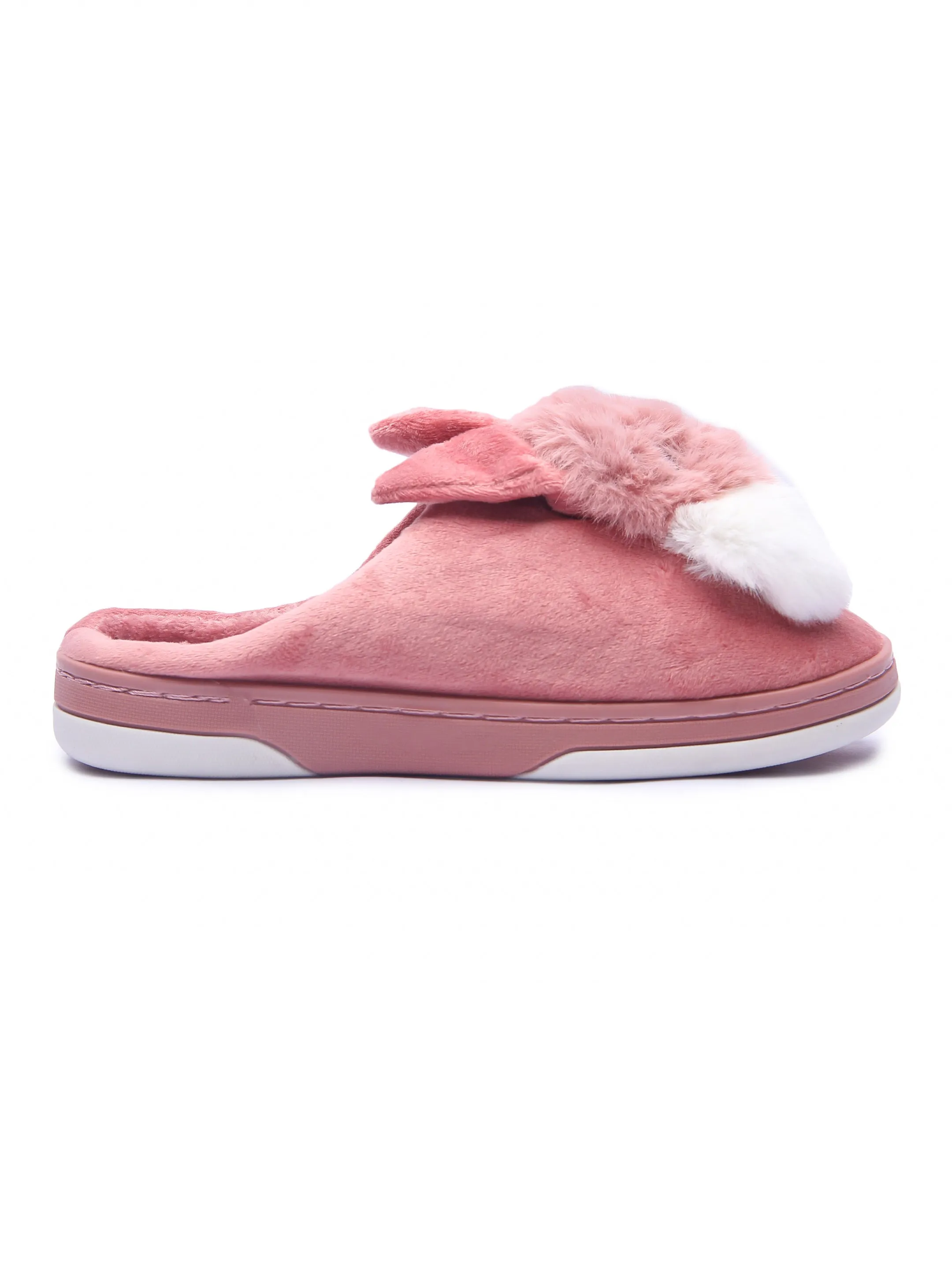 Brauch Women's Pink Furry Rabbit Winter Slippers