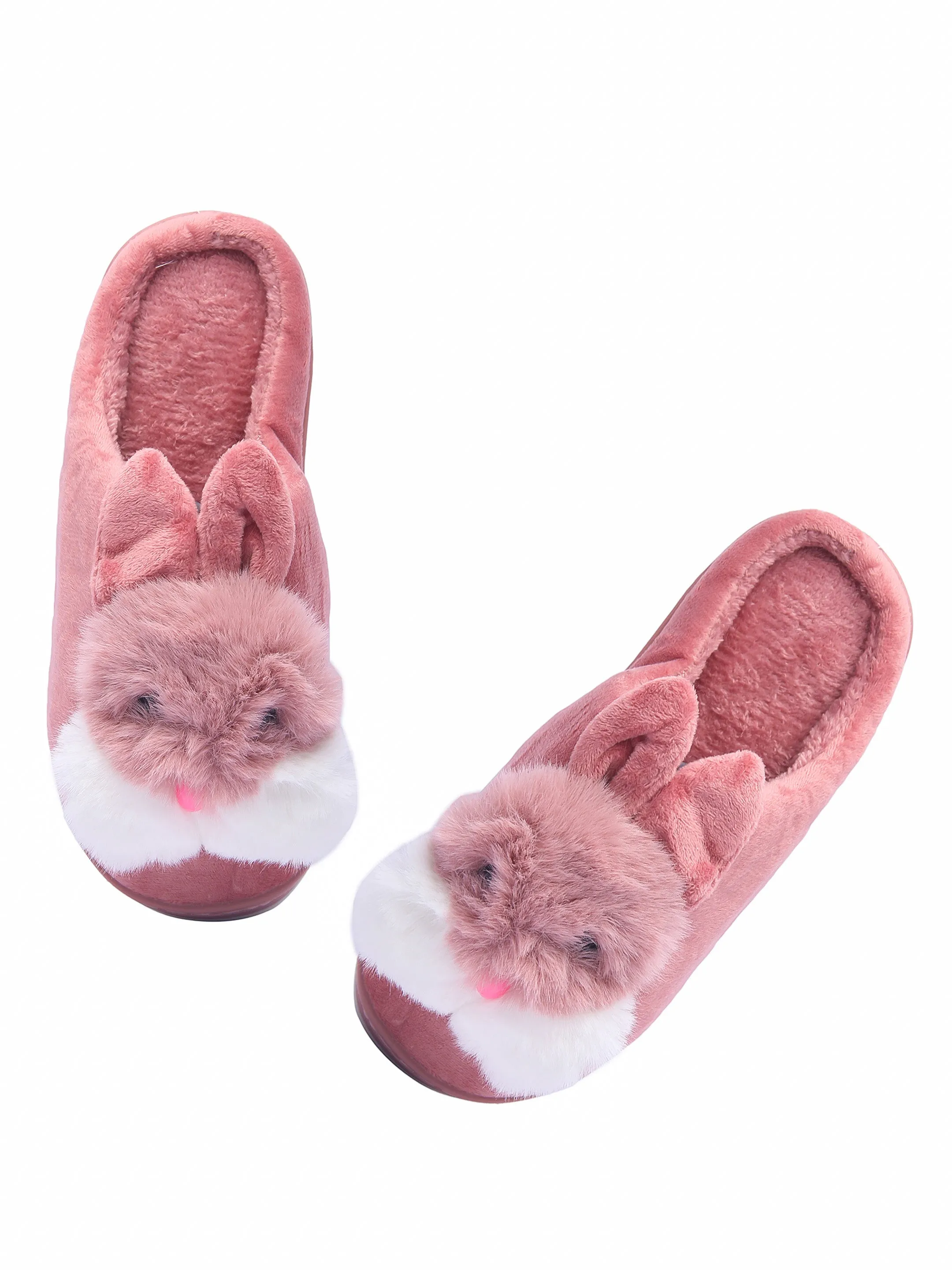 Brauch Women's Pink Furry Rabbit Winter Slippers