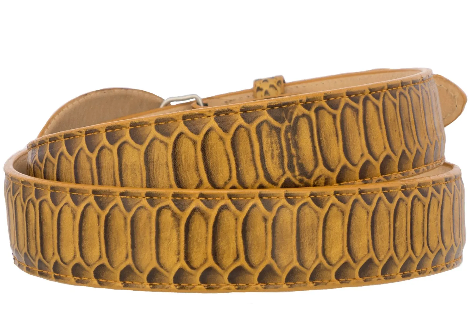 Buttercup Western Cowboy Belt Snake Print Leather - Rodeo Buckle