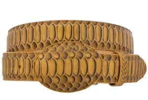 Buttercup Western Cowboy Belt Snake Print Leather - Rodeo Buckle