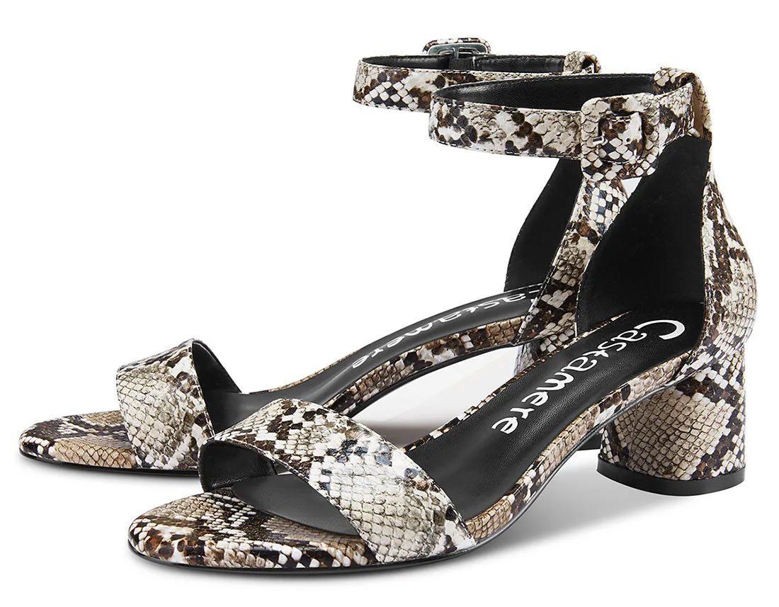 CASTAMERE Womens Chunky Block Heel Sandals Ankle Strap Open Toe Buckle 5CM Heels Sandal