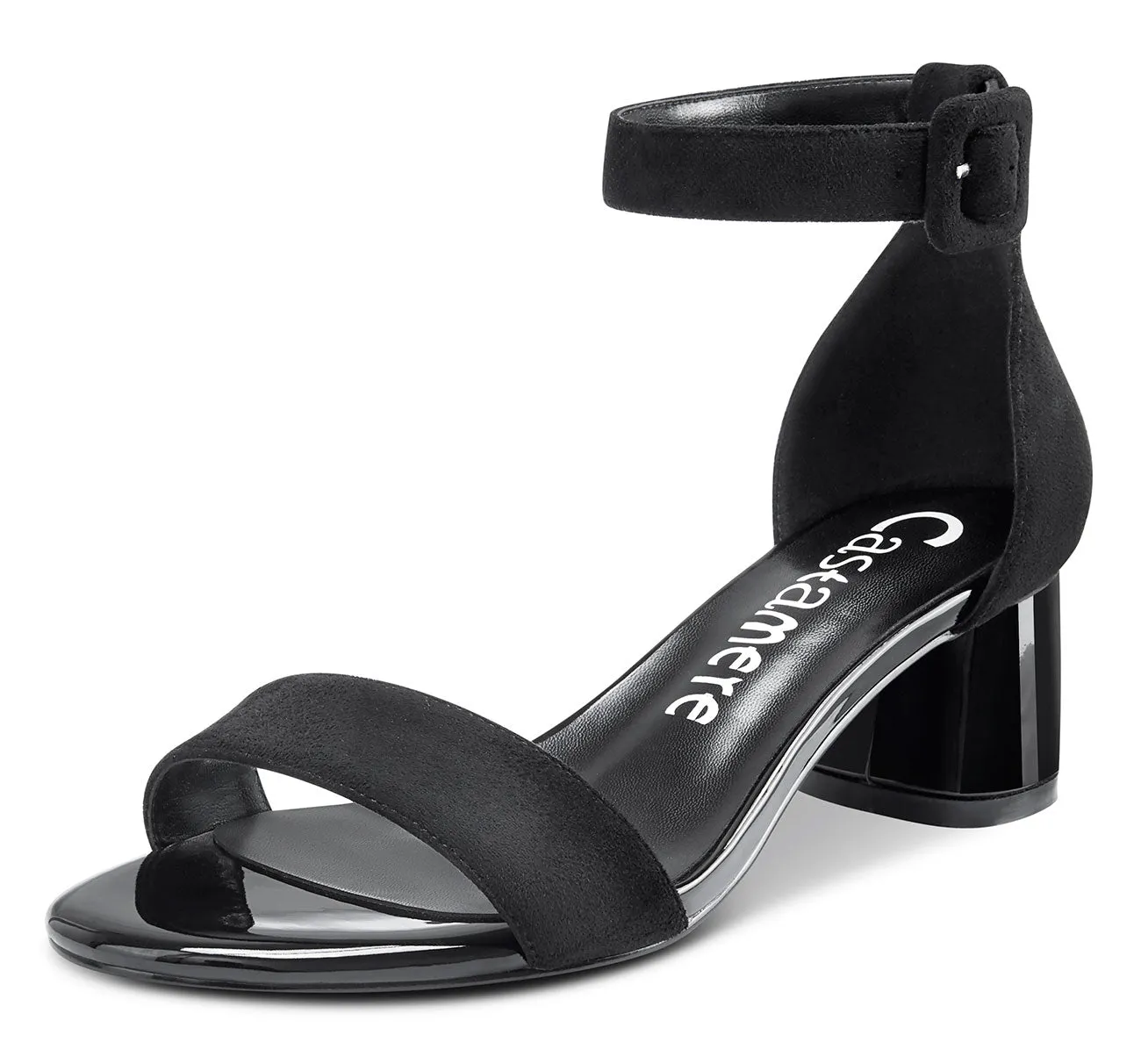 CASTAMERE Womens Chunky Block Heel Sandals Ankle Strap Open Toe Buckle 5CM Heels Sandal
