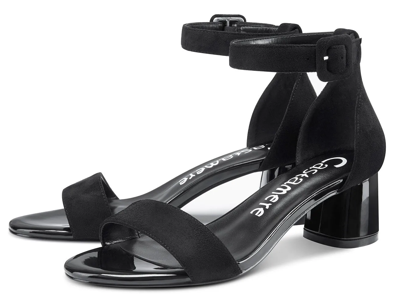 CASTAMERE Womens Chunky Block Heel Sandals Ankle Strap Open Toe Buckle 5CM Heels Sandal