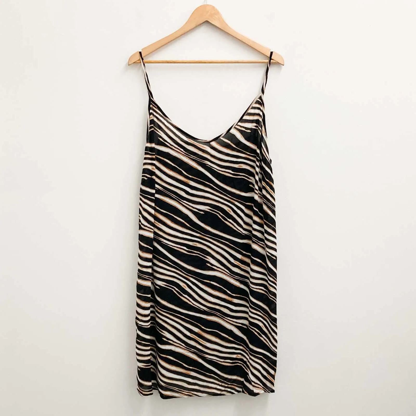 City Chic Black & Brown Zebra Print Strappy Slip Dress UK 20