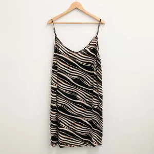 City Chic Black & Brown Zebra Print Strappy Slip Dress UK 20