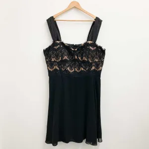 City Chic Black Eyelash Lace Overlay Knee Length Dress UK 22