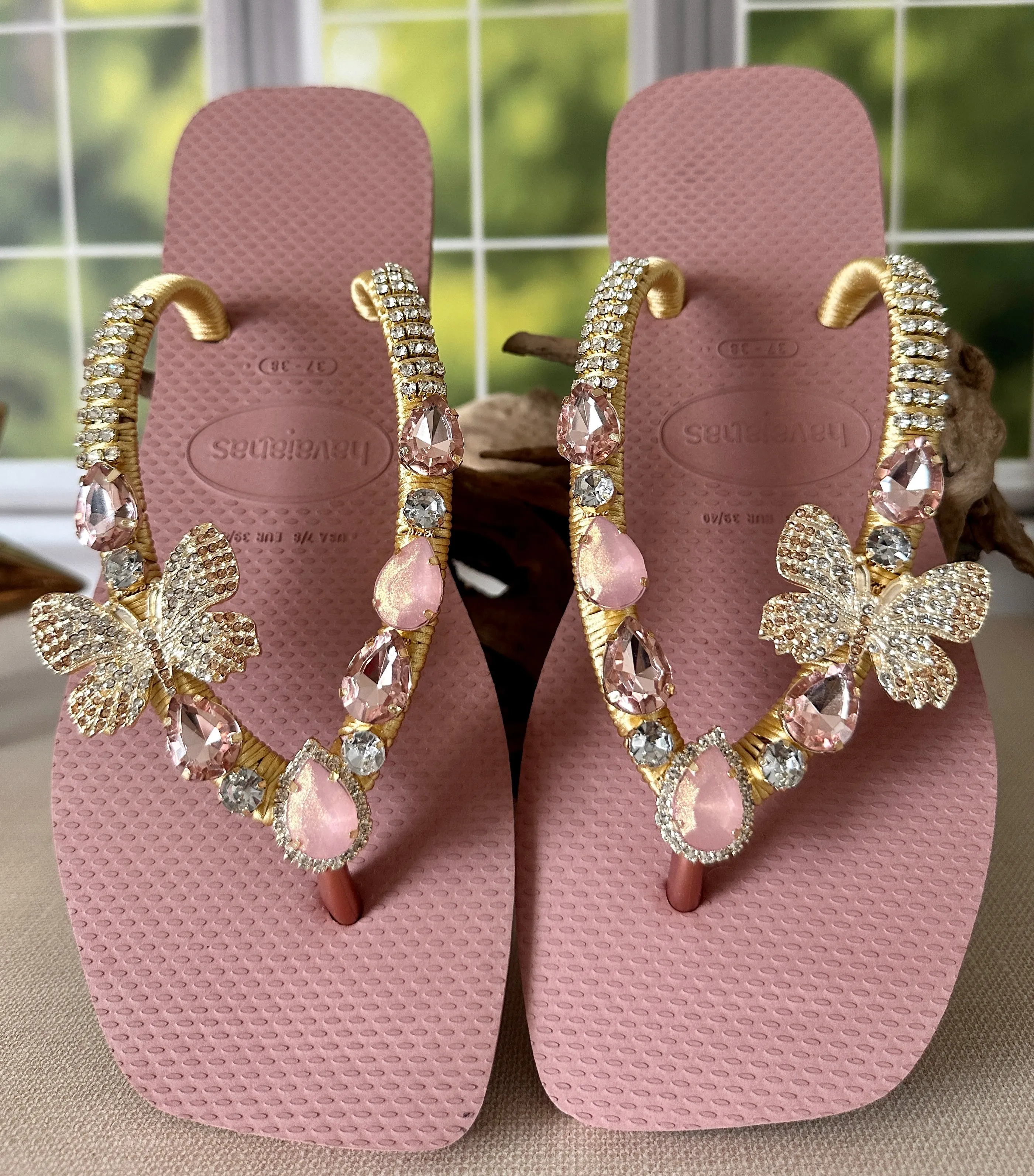 Custom Design Butterfly Square Sandals