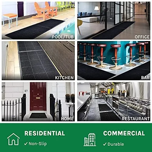 Envelor Anti Fatigue Rubber Floor Mat Restaurant Kitchen Drainage Mat Door Mats Durable Non-Slip Bar Mat Utility Mat Indoor Outdoor Wet Area 24" x 36"