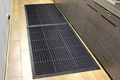 Envelor Anti Fatigue Rubber Floor Mat Restaurant Kitchen Drainage Mat Door Mats Durable Non-Slip Bar Mat Utility Mat Indoor Outdoor Wet Area 24" x 36"