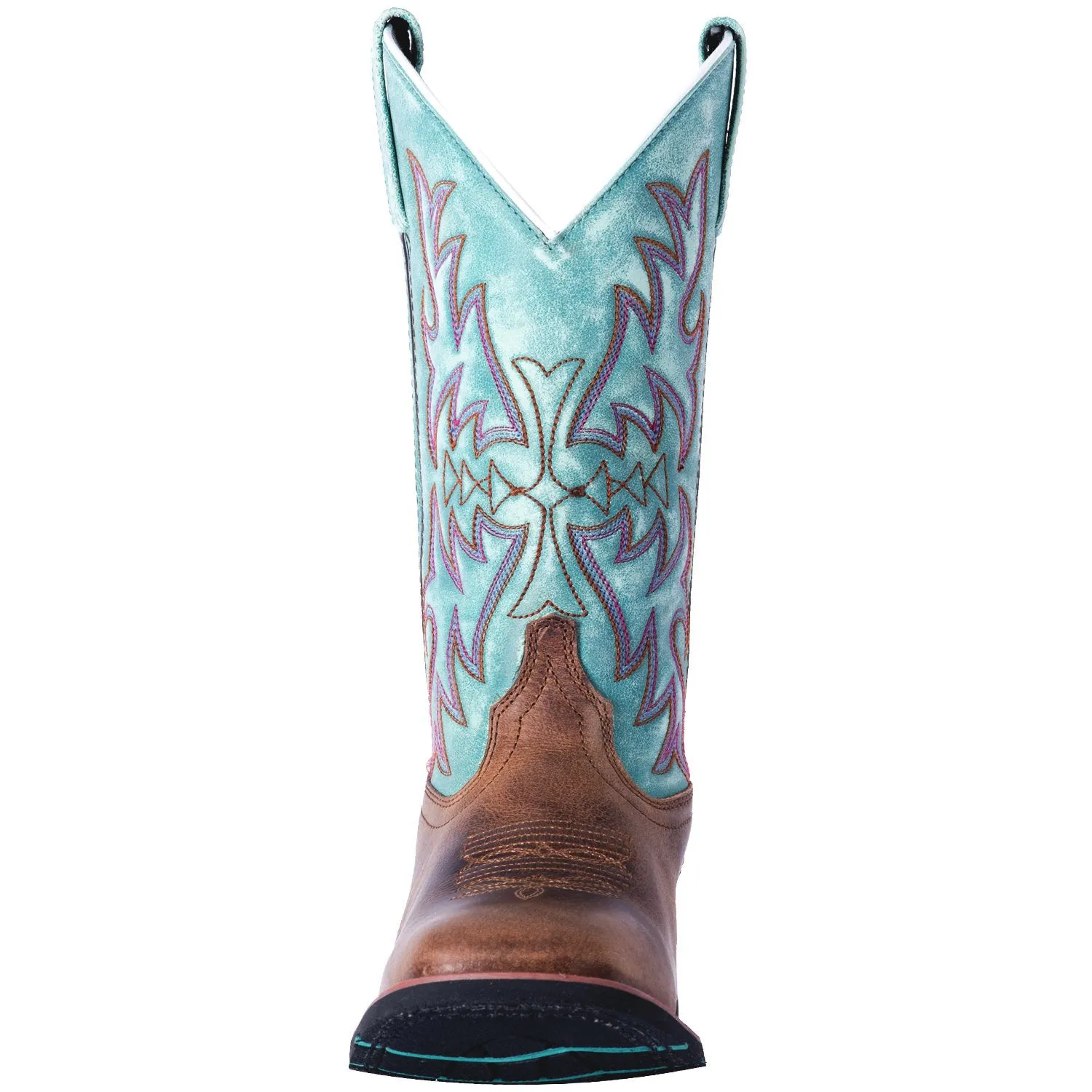 Laredo Brown and Turquoise Anita Square Toe Boot
