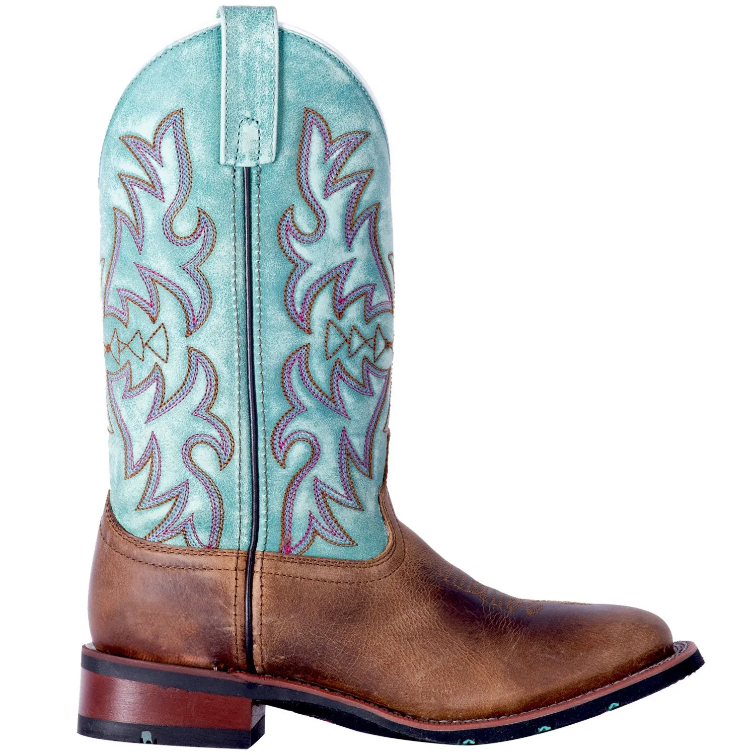 Laredo Brown and Turquoise Anita Square Toe Boot