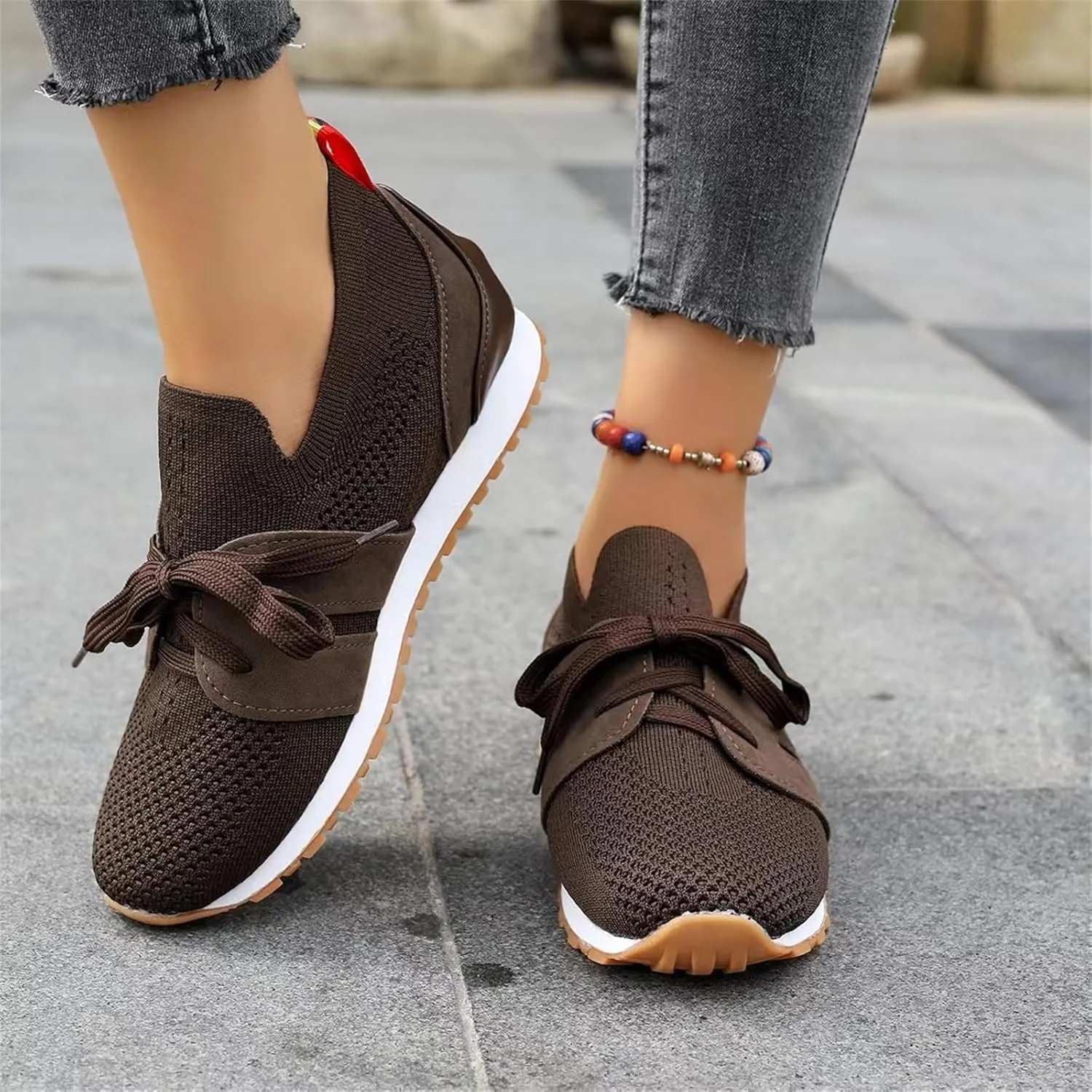 Lausiuoe Slip On Sneakers Women Arch Support Walking Running Shoes Breathable Mesh Workout Tennis Shoes Gym Fashion Sneakers