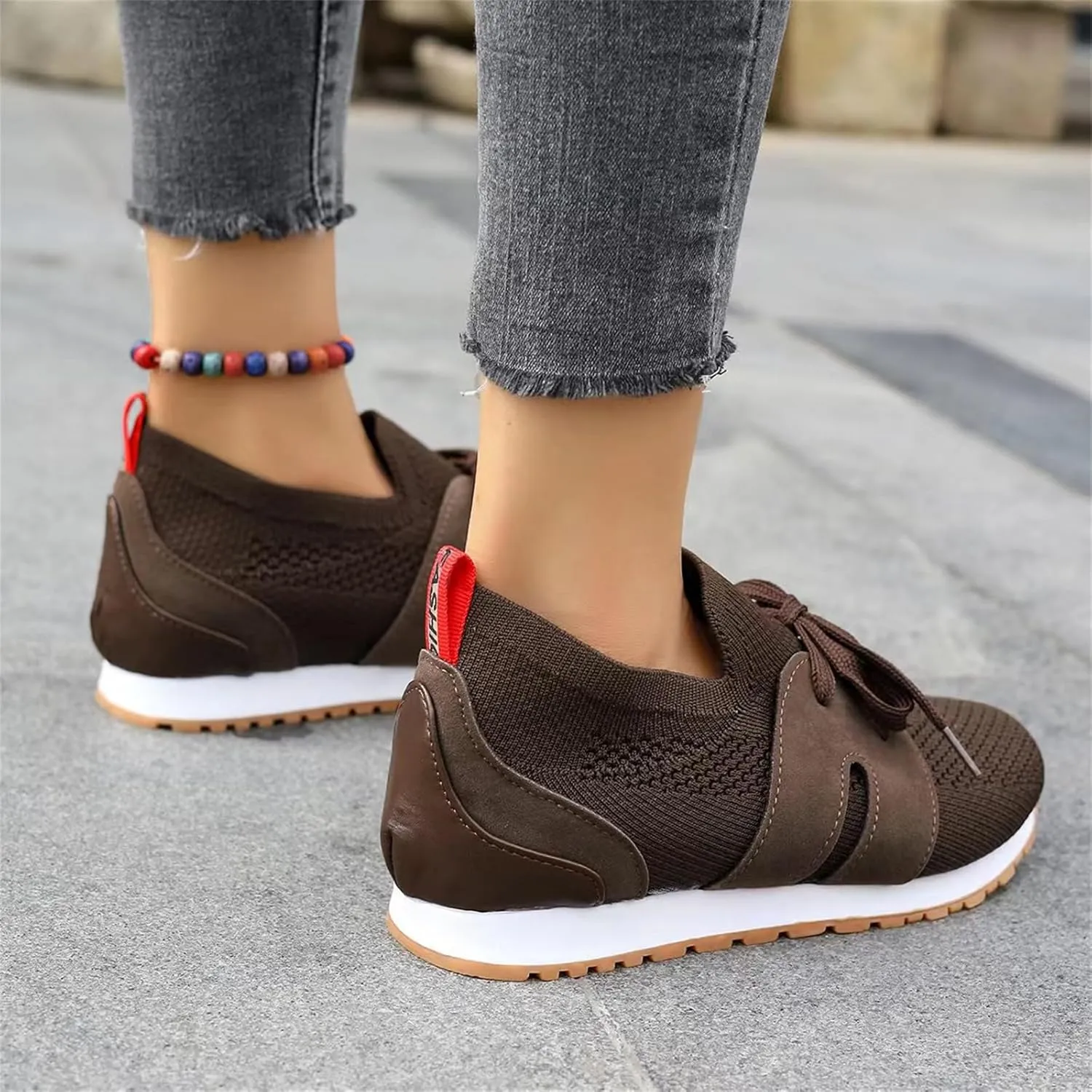 Lausiuoe Slip On Sneakers Women Arch Support Walking Running Shoes Breathable Mesh Workout Tennis Shoes Gym Fashion Sneakers