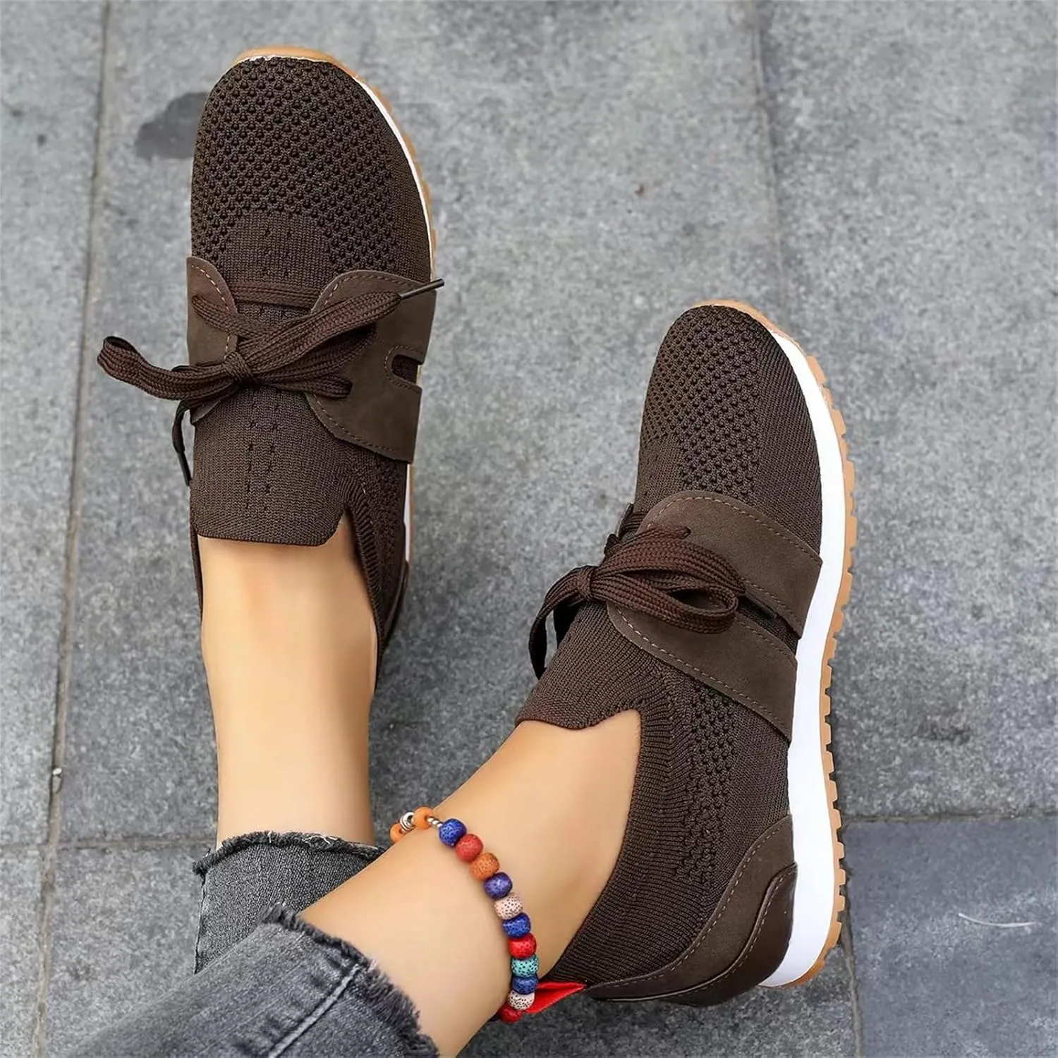 Lausiuoe Slip On Sneakers Women Arch Support Walking Running Shoes Breathable Mesh Workout Tennis Shoes Gym Fashion Sneakers