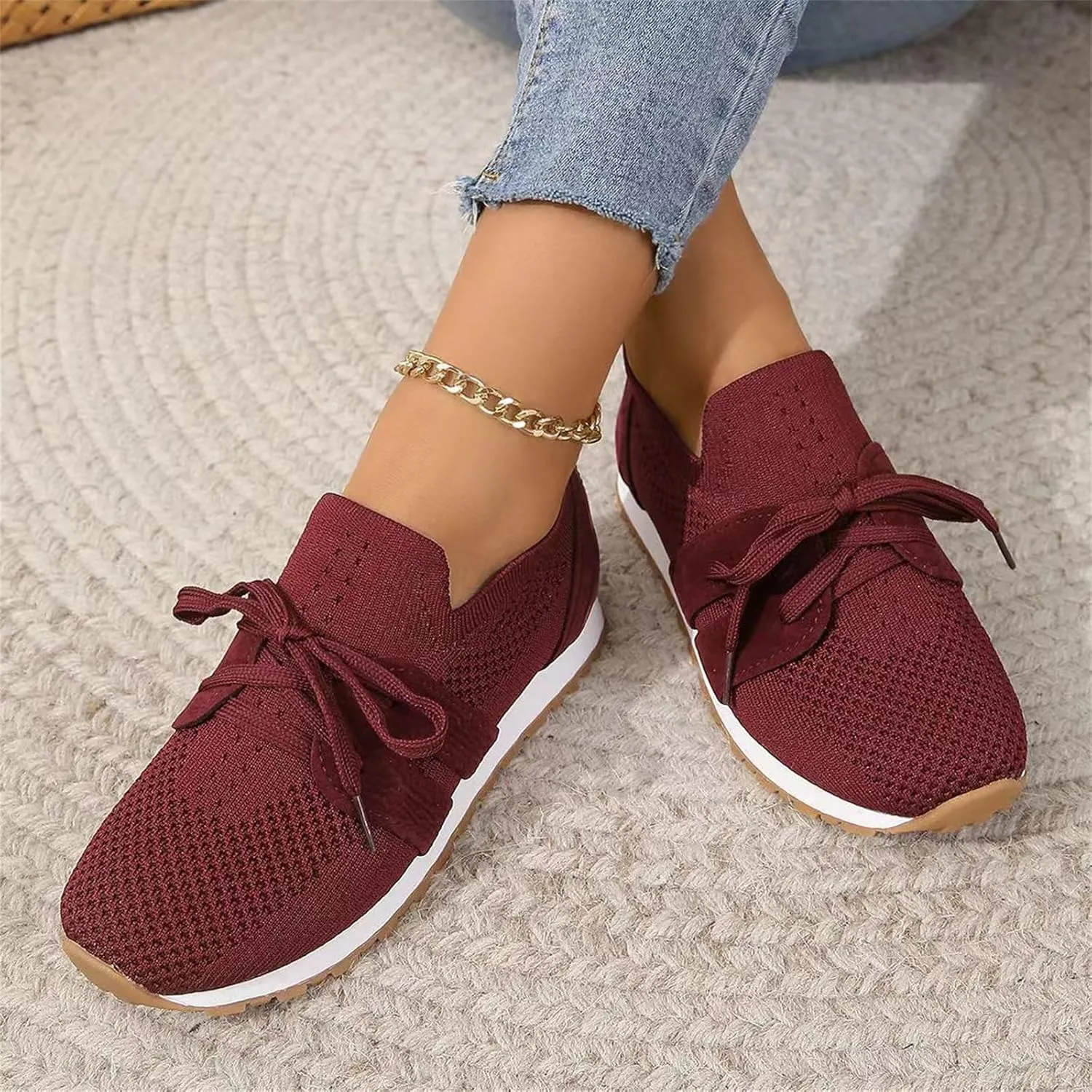 Lausiuoe Slip On Sneakers Women Arch Support Walking Shoes Breathable Upper Gym Workout Nurse Restaurant Fashion Sneake