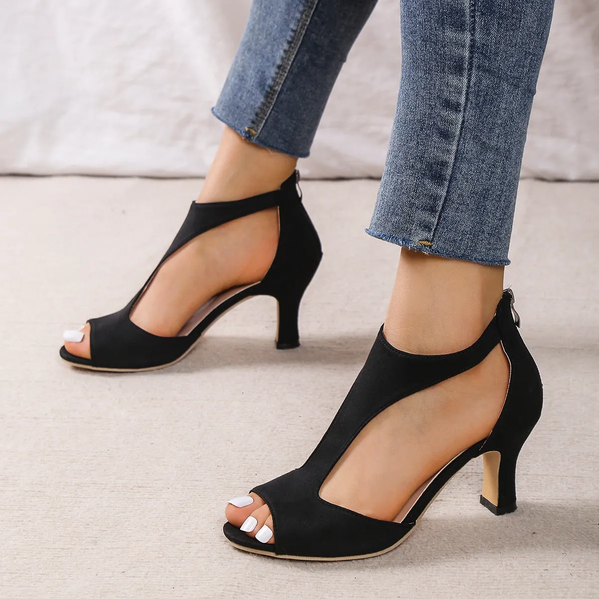 Lynda  Peep-Toe Sandalen mit Reiverschluss