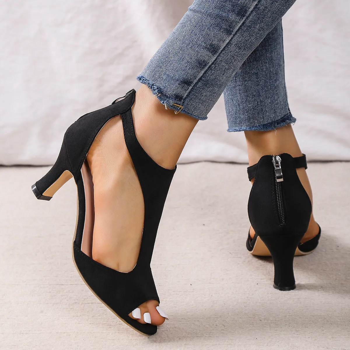 Lynda  Peep-Toe Sandalen mit Reiverschluss