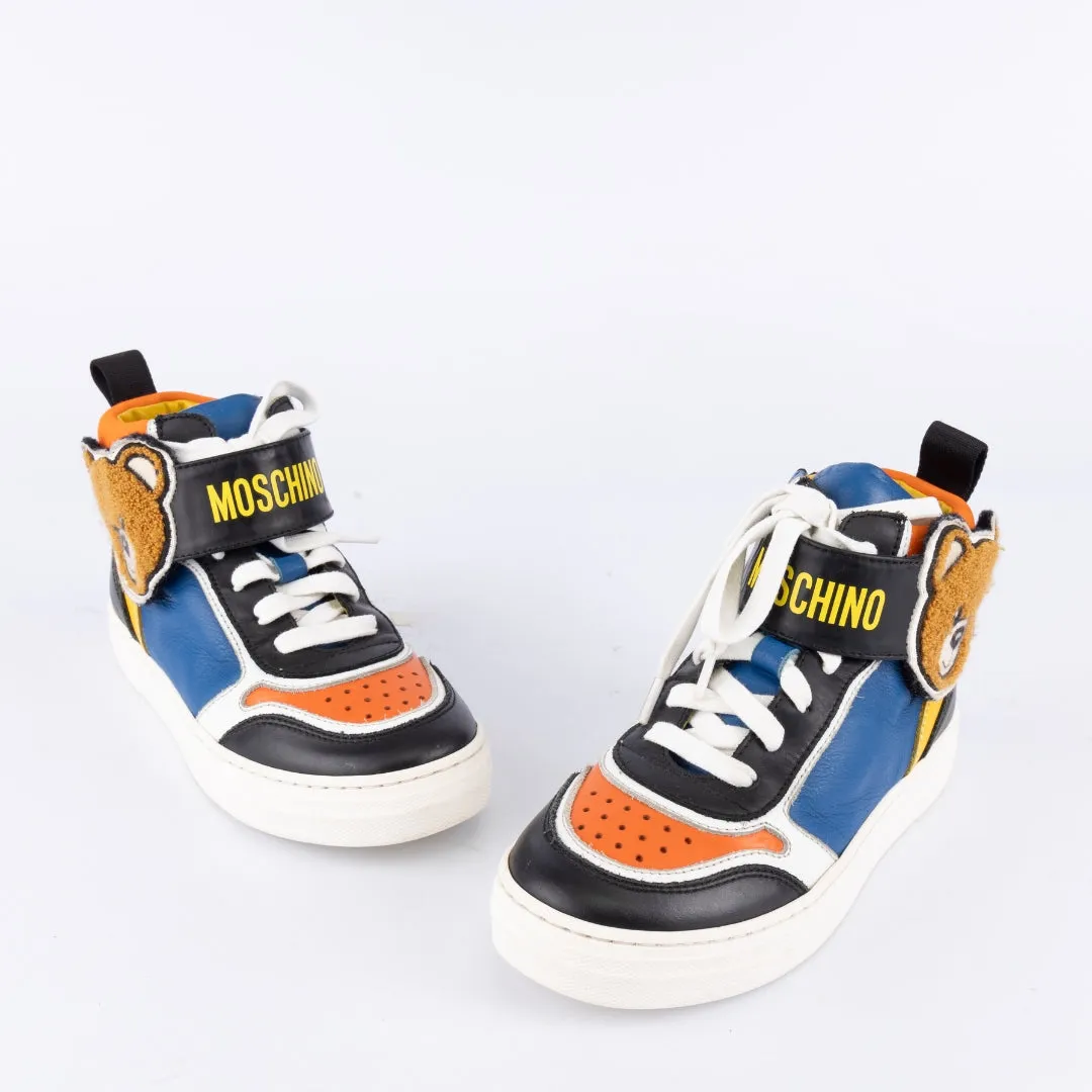 Moschino Teddy Patch Calfskin High-top Sneakers