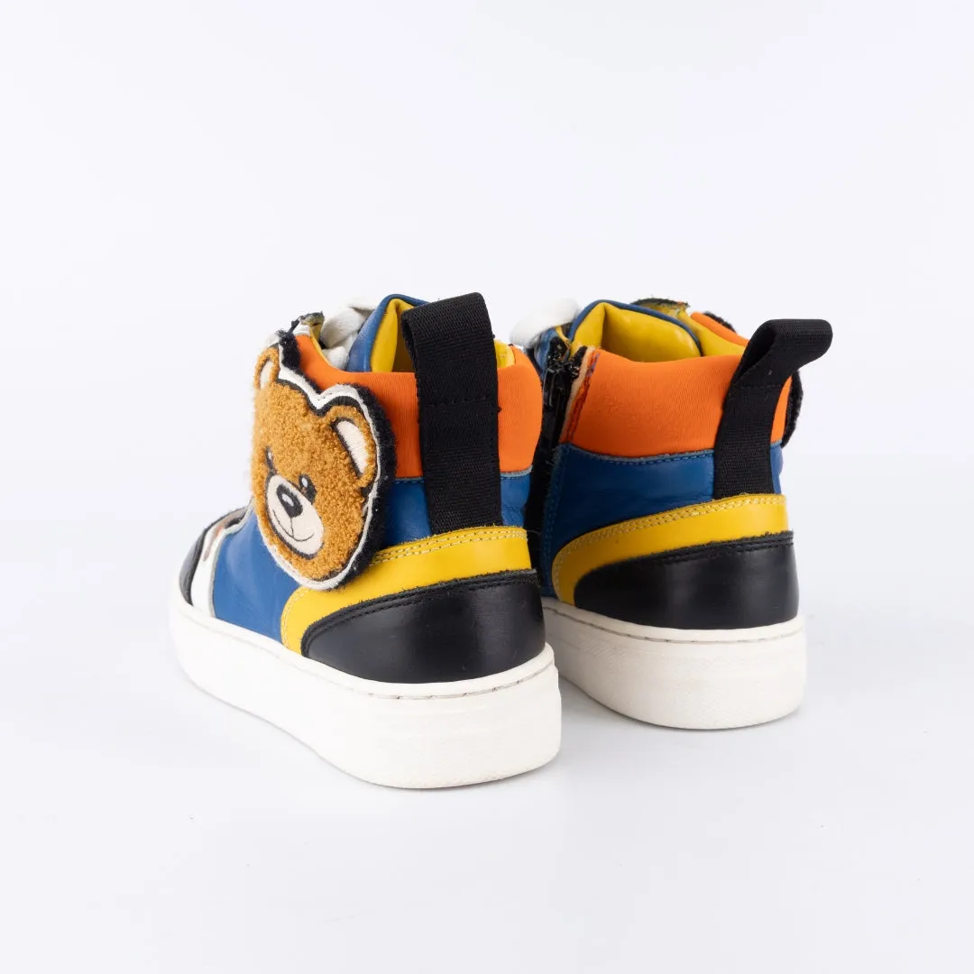 Moschino Teddy Patch Calfskin High-top Sneakers