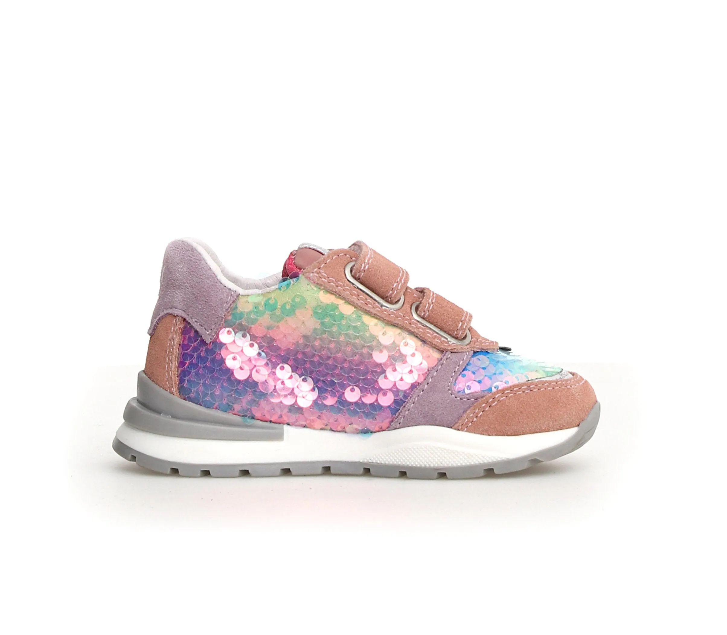 Naturino Quelly VL | Suede/Rainbow Glitter Kids Sneakers