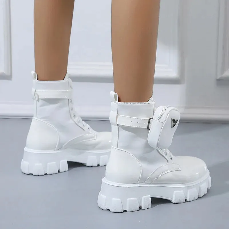 New Square Toe Thick-soled Boots Female