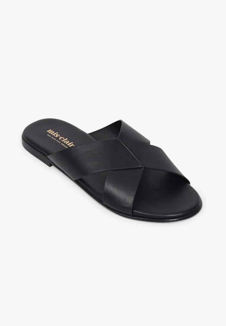 Splendora Faux Crossover Sandals - Black