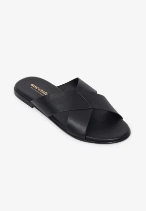 Splendora Faux Crossover Sandals - Black