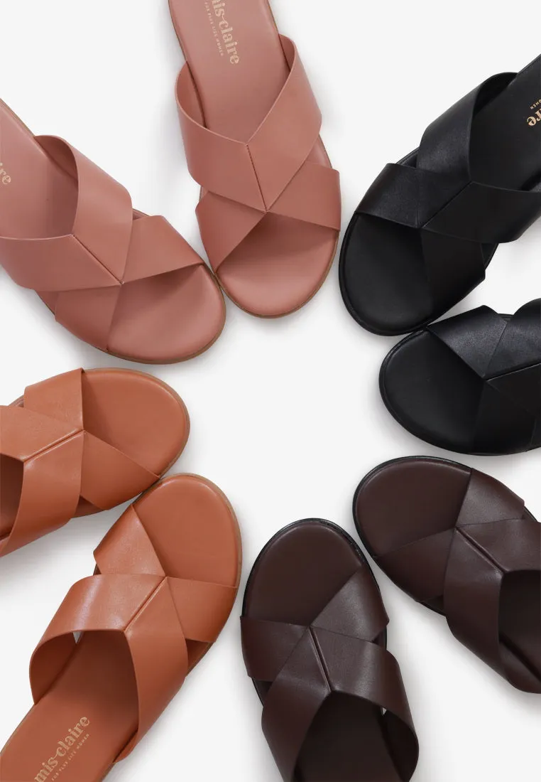 Splendora Faux Crossover Sandals - Black