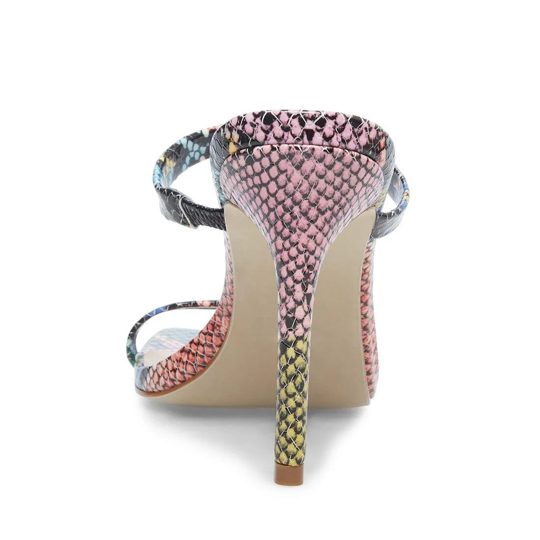 Steve Madden Michelle Heeled Sandal Multi Snake Open Toe Square High Heel Mules
