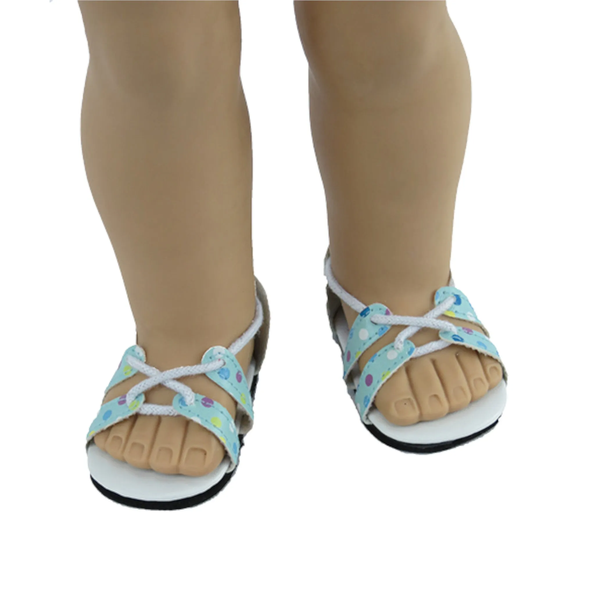 Strappy Polka Dot Sandals for 18-inch dolls