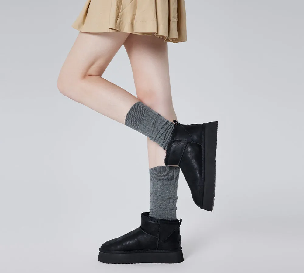 UGG EVERAU® UGG Boots Women Sheepskin Wool Ankle Platform Romi