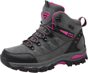 Women's Lightweight Hiking Shoes Mid Height Quick Laces Outdoors Travel Sneakers Waterproof Terrain Hiking Boot for Women Grey, 6