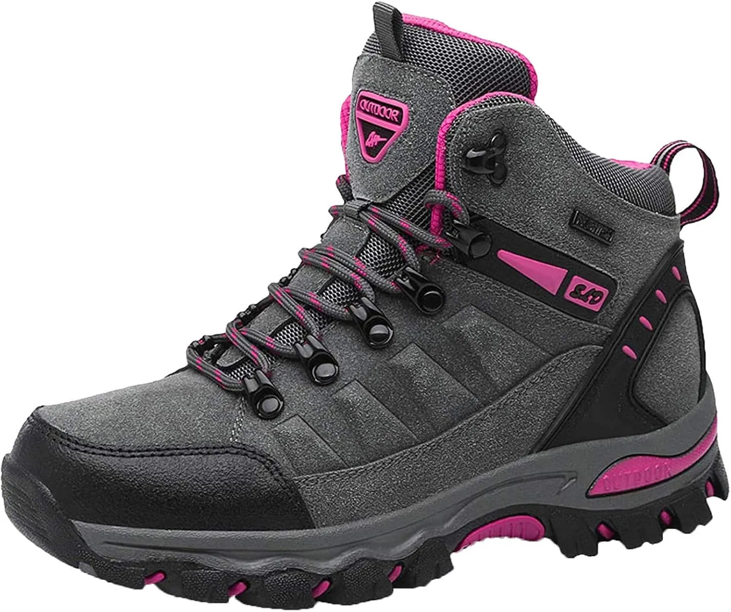 Women's Lightweight Hiking Shoes Mid Height Quick Laces Outdoors Travel Sneakers Waterproof Terrain Hiking Boot for Women Grey, 6