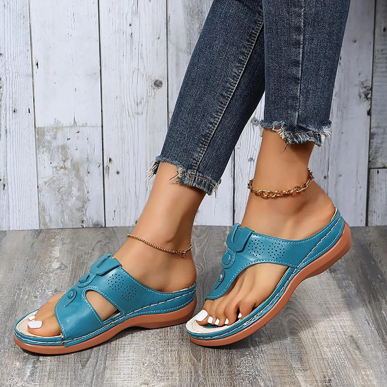 Womens Recovery Slides Orthotic Sandals Arch Support Thick Cushion Plantar Fasciitis Relief Lightweight Summer Casual Slip On