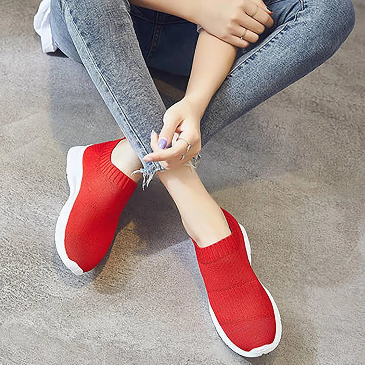 Womens Slip On Walking Shoes Lightweight Breathable Non Slip Non Slip Work Shoes Women Casual Women's Casual Shoes Waterproof Sneakers Tennis Shoe Cross Trainer Shoe
