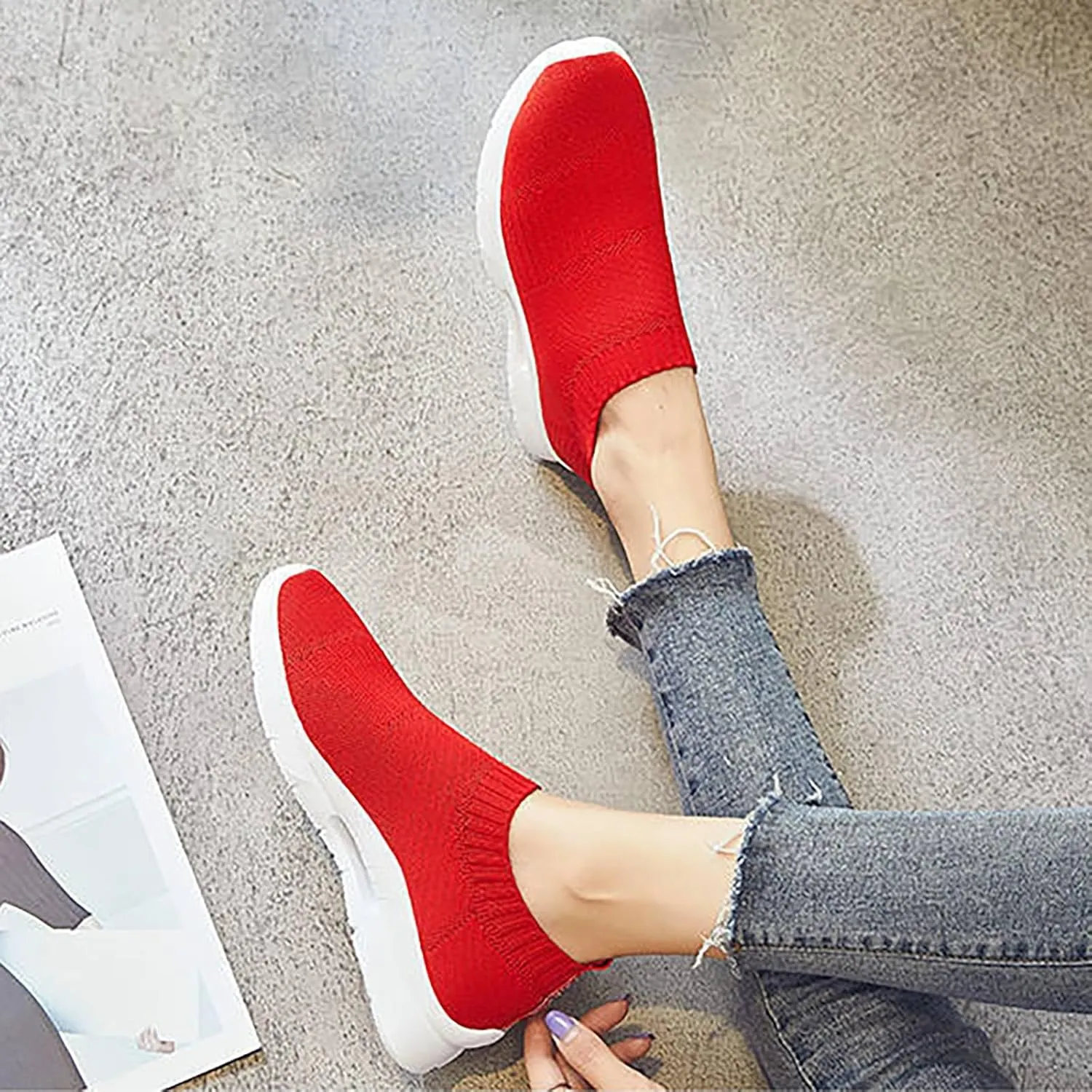 Womens Slip On Walking Shoes Lightweight Breathable Non Slip Non Slip Work Shoes Women Casual Women's Casual Shoes Waterproof Sneakers Tennis Shoe Cross Trainer Shoe